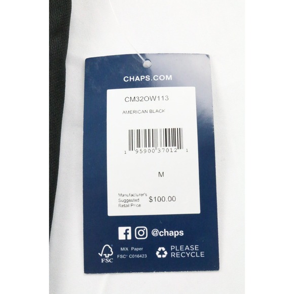 Chaps Mens Black Textured Knit Softshell Full Zip Jacket Size M Embroidered Flag - Picture 13 of 16